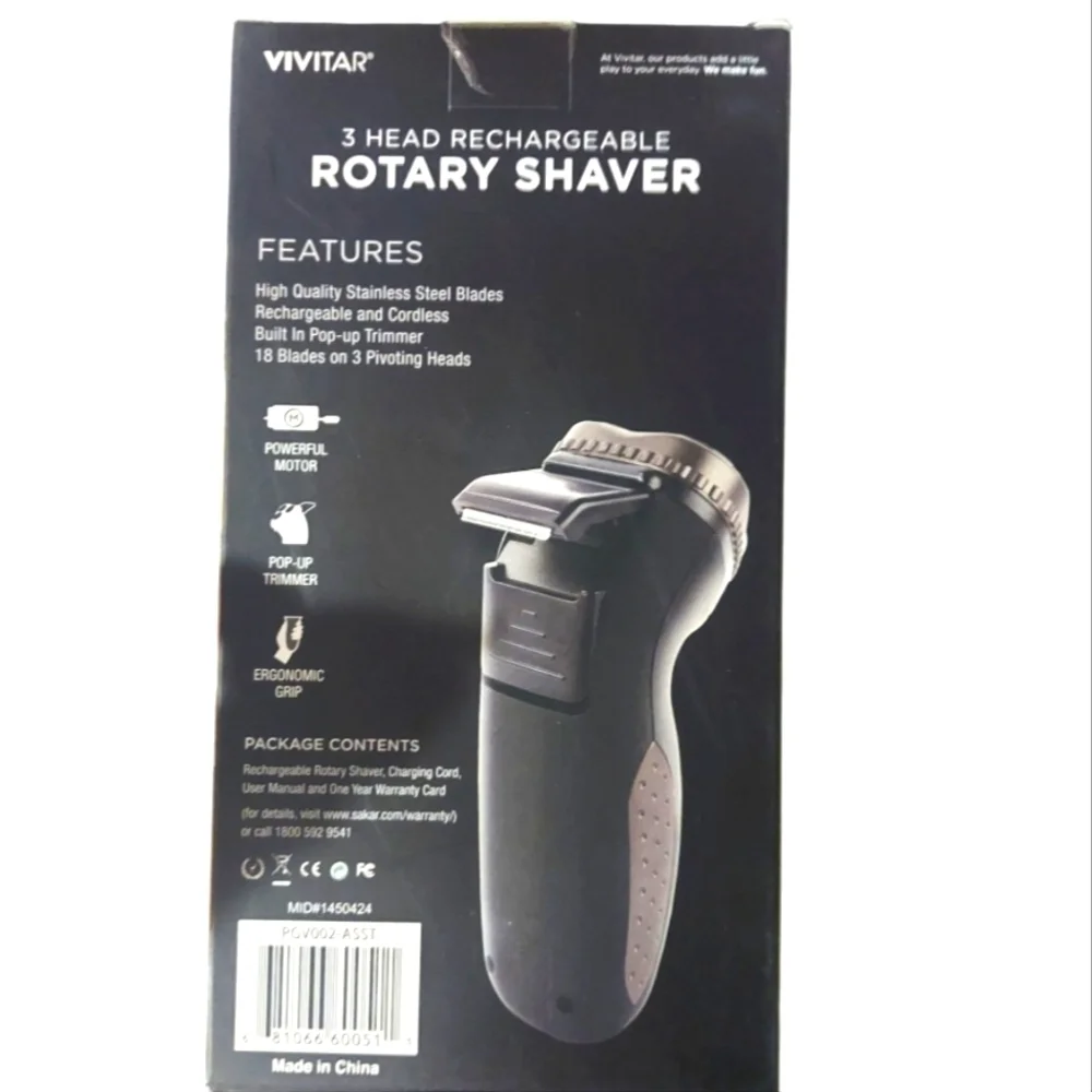 Vivitar Black Rotary Shaver Rechargeable